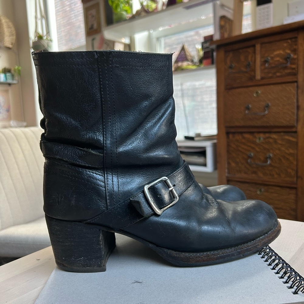 FRYE Black Moto Motorcycle Boots Women’s 9